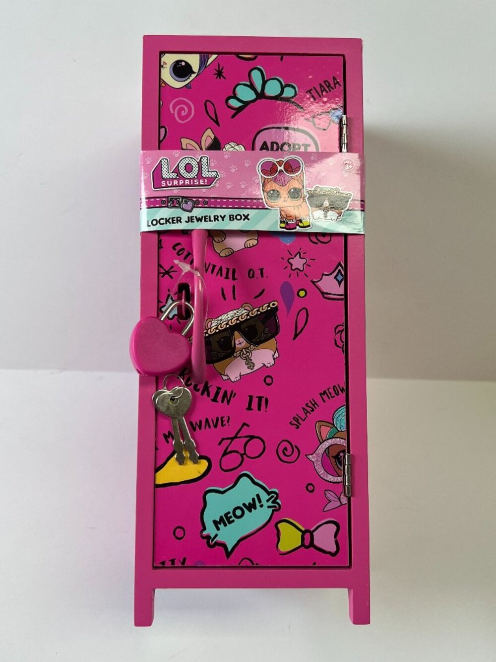 New LOL Surprise Locker Jewelry Box Pink Wooden Storage Unit with Lock Keys